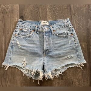 Agolde Parker Swapmeet Blue Distressed Jean Shorts Raw Hem 24 LIKE NEW EXCELLENT